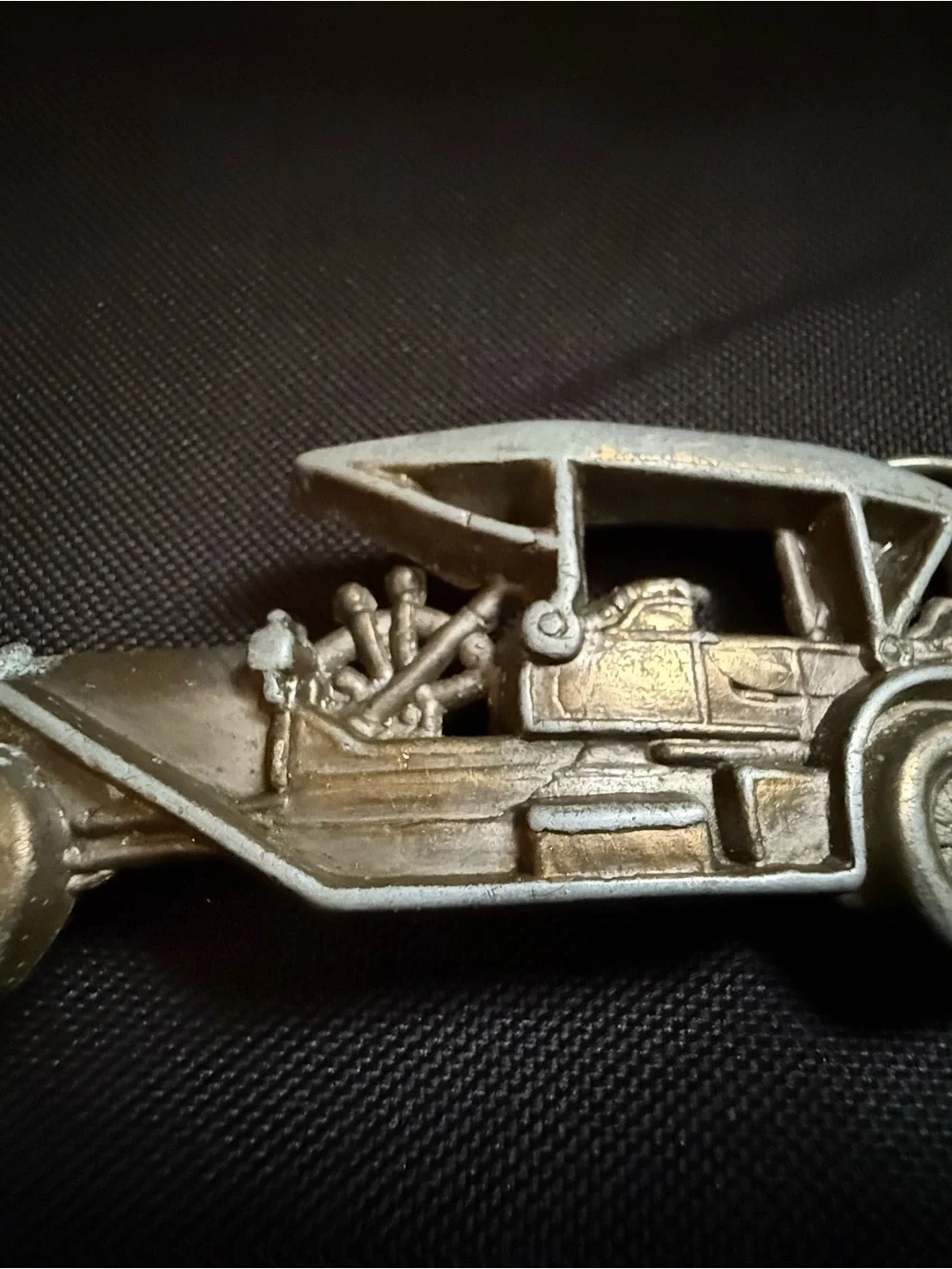Vintage 1910 Model T Car Style Metal Belt Buckle in Antique Silver Tone